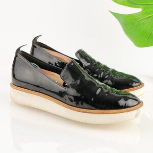 Vince Womens Sanders Loafer Size 8 Black Patent Sporty Platform Slip On Shoe